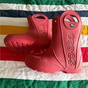 CROCS Kids' Red Waterproof Handle Rain Boots